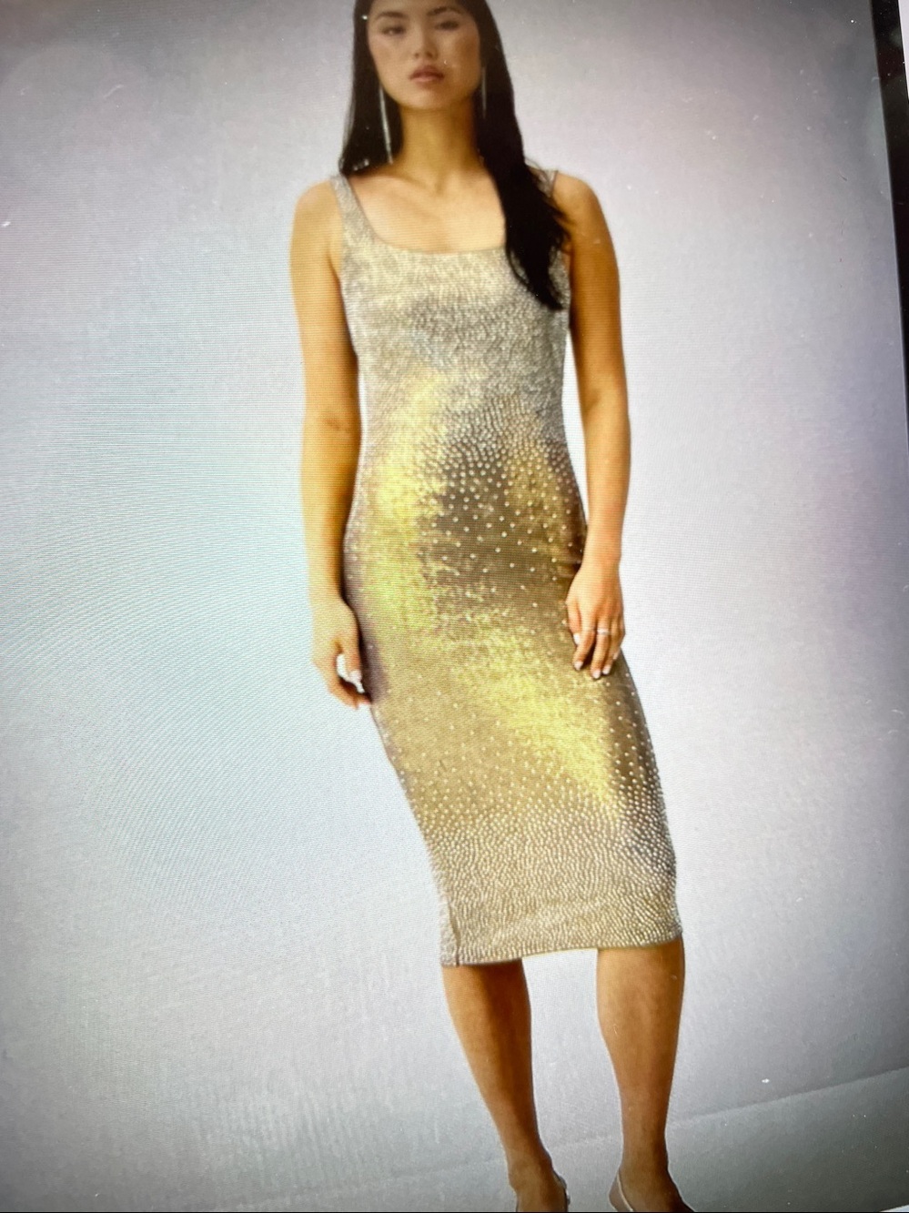 M    Glamourus  Sleeveless Metallic Old Silver Bodycon Dress  NWT